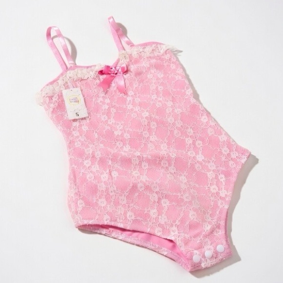 Little For Big Tops - NWT Rare Little For Big Pink Bow Lace Onesie